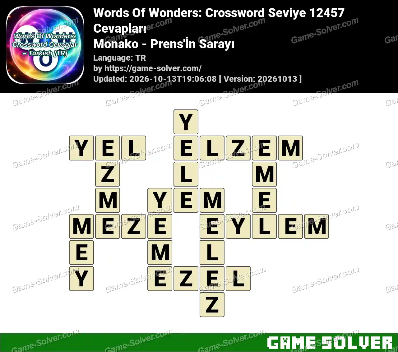 Words Of Wonders: Crossword Seviye 12457 Cevapları – Monako – Prens’İn Sarayı